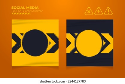 Social media post template background vector, editable post template social media banners with grunge warning system mark illustration