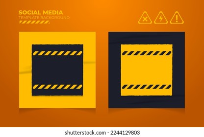 Social media post template background vector, editable post template social media banners with grunge warning system mark illustration