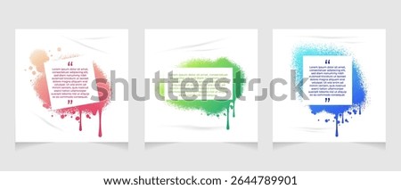 Social media post template background vector, square banner with abstract color gradient spray paint texture and editable text box copy space 