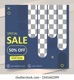 social media post template banner for sale and ad