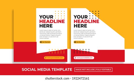 Social media post template and banner design with yellow red color - 01