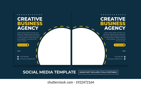 Social media post template and banner business design with yellow Navy color - 01