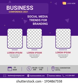 social media post template. Banner promotion. Business conference social media trend for branding