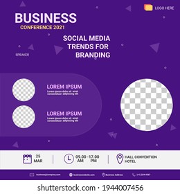 social media post template. Banner promotion. Business conference social media trend for branding