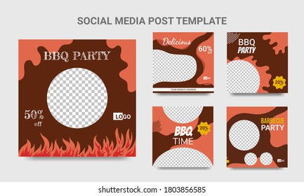 Social media post template barbecue theme. With place for photo. Promotion background template vector design. Perfect for web banner and promo background