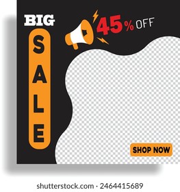 Social media post template for Big Sale, sale promotion banner