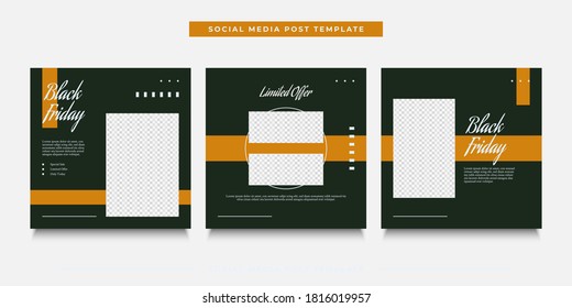 Social media post template for Black Friday sale promotion with blue and orange concept