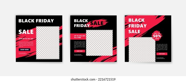  Social media post template for black friday sale. Banner vector for social media ads, web ads, business messages, discount flyers and big sale banners.