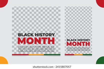 social media post template for Black History month. Black history month African American history celebration. Celebrated annual. Vector Illustraton.