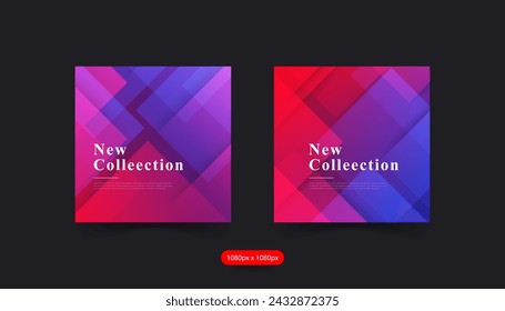 Plantilla de publicación de medios sociales, degradado azul y rojo, colección de conjunto de fondo, negocio.Vector ,eps10