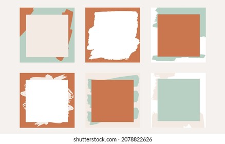 Social media post template. social media branding template, Instagram mockup  with abstract torn rip paper texture. for beauty, cosmetics, fashion, jewelry, makeup content creators. Vector 