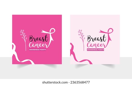 Social media post template for breast cancer awareness. Women's healthcare. Celebrate annual. 5th October Banner