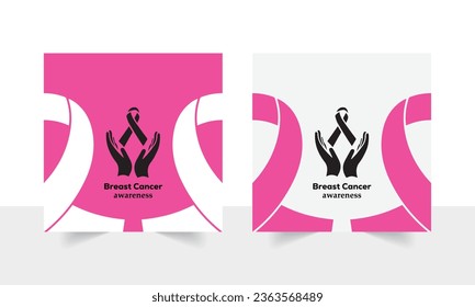 Social media post template for breast cancer awareness. Women's healthcare. Celebrate annual. 5th October Banner