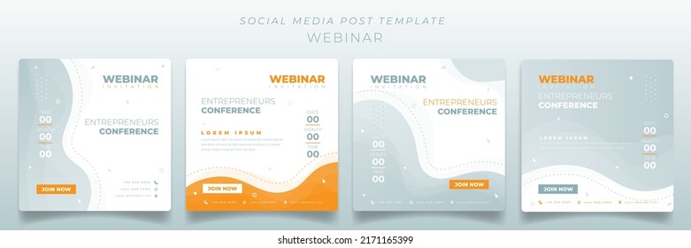 Social Media Post Template In Brightness Green And Orange Background For Webinar Invitation Design