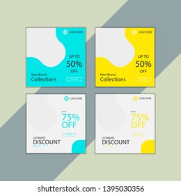 Social media post template bundle design, vector premium