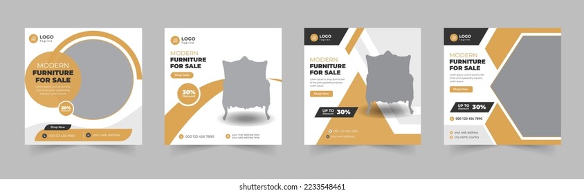 Social Media Post Template Bundle, Furniture Furniture Social Media Post Template bundle, sale banner for flyer and social media post, Social Media Instagram Design bundle, home interior banner