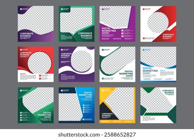 social media post template bundle for digital marketing