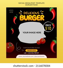 Social Media Post Template - Burger Food or Fast Food