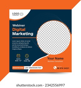 social media post template. Business webinar invitation design