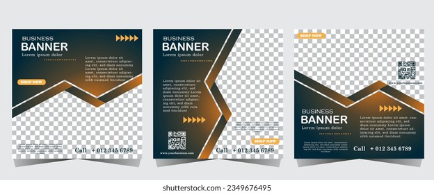 Social Media Post template, Business marketing and seminar webinar social media post, concept design. online marketing promotion banner.
