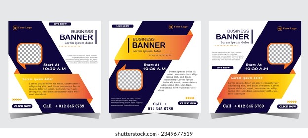 Social Media Post template, Business marketing and seminar webinar social media post, concept design. online marketing promotion banner.