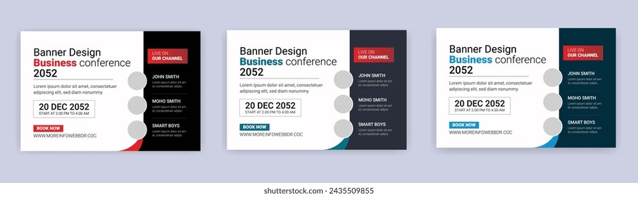 social media post template Business Conference live webinar banner invitation. Business webinar invitation design EPS 10