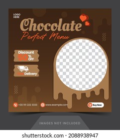 social media post template chocolate menu banner or flyer for social media post vector