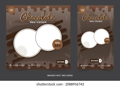 social media post template chocolate feed and story design for online marketing and social media