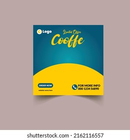Plantilla de publicación de medios sociales para promoción de marca de café