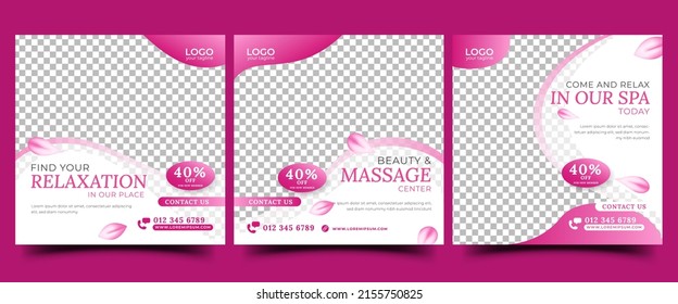 Social Media Post Template Collection For Spa, Massage, And Salon Promotion