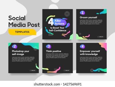 Social media post template with a cool fluid design element and trendy gradient colors. Vol.1. Eps.10