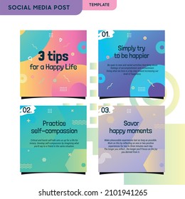 Social media post template with a cool topography design element and trendy gradient colors. Vol.2. Eps.10