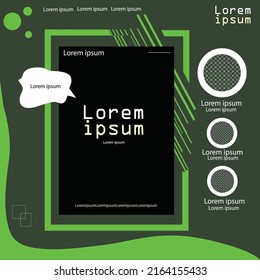 Social media post template with cool design elements on green color. Eps.10