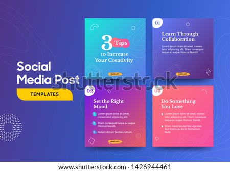 Social media post template with a cool topography design element and trendy gradient colors. Vol.1. Eps.10