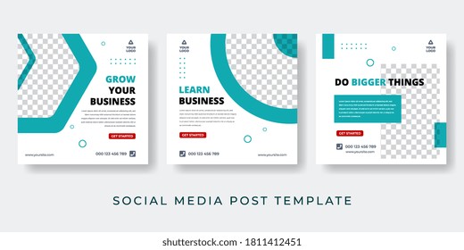 social media post template for corporate, business, fashion, management, college. Editable minimal square banner. Vector illustration with photo collage space.