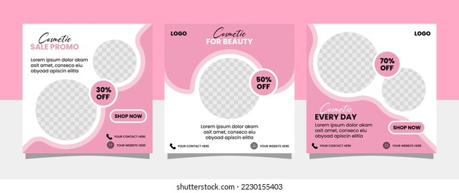 Social media post template for сontent creators of beauty, fashion, cosmetics, jewelry, makeup, post and cover