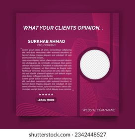 Plantilla de publicación de medios sociales o revisión de comentarios de clientes diseño o plantilla de banner web testimonial