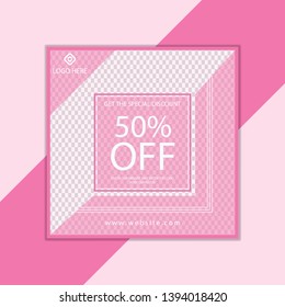 Social media post template design, vector pink color web banner design and fashion design template