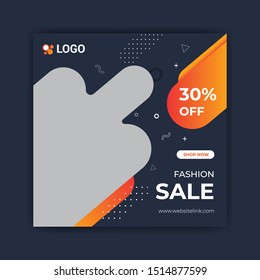 Social media post template design white square web banners for social media to place for a photo, diagonal transparent color elements. Square templates for publications and advertising.