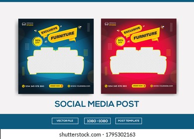 Social Media Post Template Design Or Instagram Post Stories Template 2020. Social Media Banner For Furniture Business And Luxurious Fashionable Trendy Sofa Or Chair Promotional Banner Post