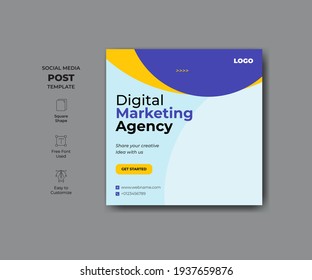 Social media post template design for digital marketing. 