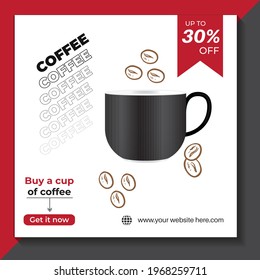 social media post template design for coffee, vector design.
