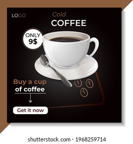 social media post template design for coffee, vector design.
