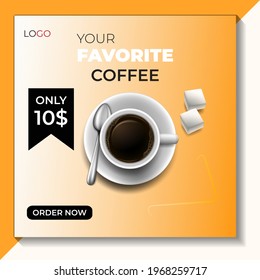 social media post template design for coffee vector design.