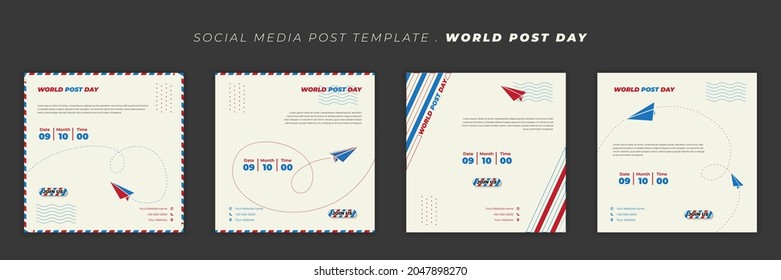 Social media post template design. World Post day template with envelope design. Good template for web banner design.