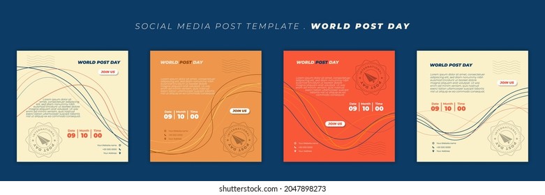 Social media post template design. World Post day template with Postage stamp design. Good template for web banner design.