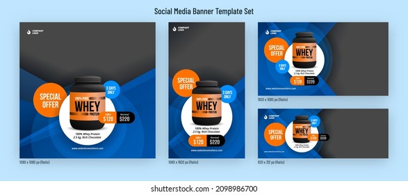 Social Media Post Template Design For Gym, Fitness, Workout, And Sports Nutrition Product Promotion And Offer.