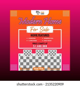 social media post template design for modern home sale