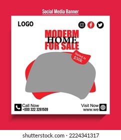 Social media post template design for real estate house sales Pro banner Vector