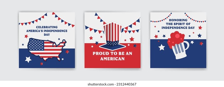 Social media post template design for united states independence day